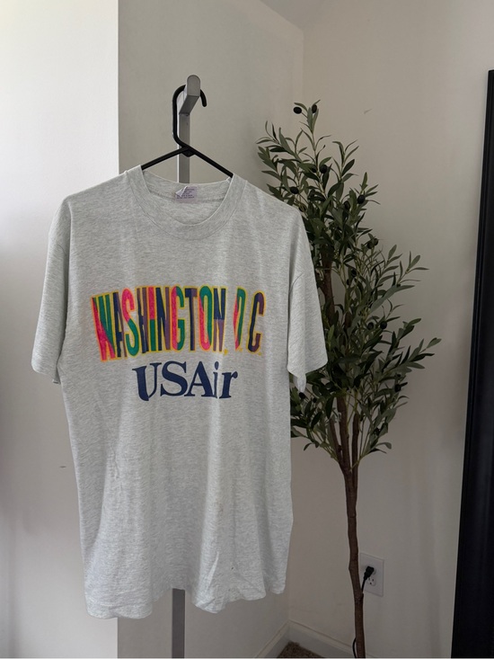 Vintage Other - Vintage 90s USAir Washington D.C. gray t-shirt with rainbow-colored text graphic